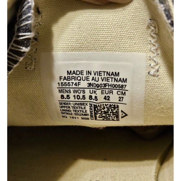 Converse All Star Gray Textile Unisex Sneakers Size Women 10.5 Men 8.5 - Picture 11 of 12